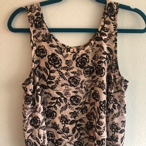 Off white and black floral layered tank top